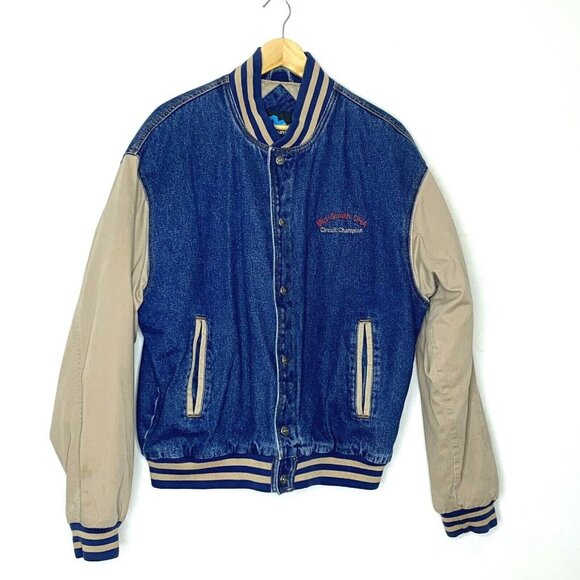 Vintage Quarter Horse Varsity Jacket Mens M Equine Western Country Denim - Picture 2 of 10